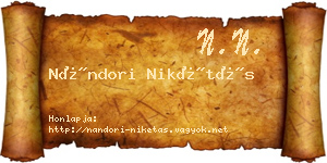 Nándori Nikétás névjegykártya